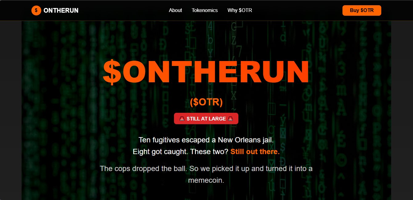 ONTHERUN memecoin site